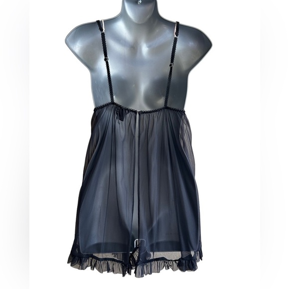 Victoria’s Secret Babydoll Gown Sheer Black Ruffles • Used • Size: Large - Picture 8 of 8